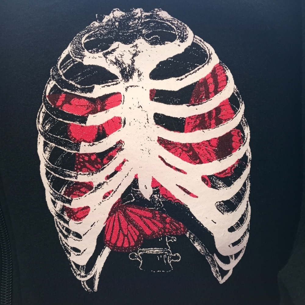 Vintage XL A Static Lullaby Butterfly In Ribcage Jogger Sweatshirt - Picture 2 of 7